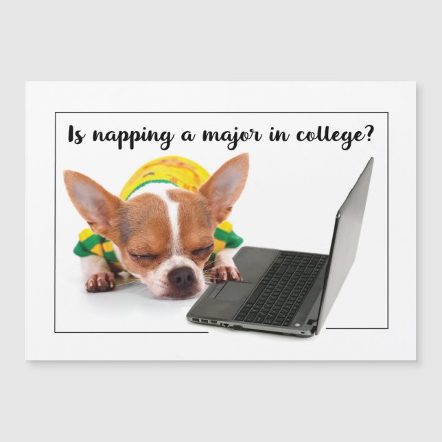 Back to School College Funny Napping Dog on Laptop (Front)