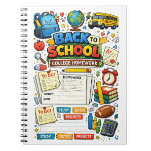 Back to School College Homework Spiral Notebook 