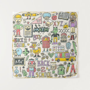 Back to school colorful doodle set 2. Hand drawn i Tapestry