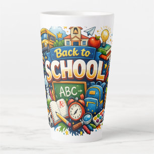 Back to School Colorful Illustration Latte Mug