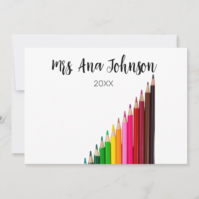 Back to school colour pencils add name class year invitation (Front)
