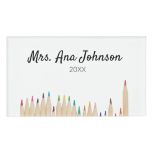 Back to school colour pencils add name class year tag