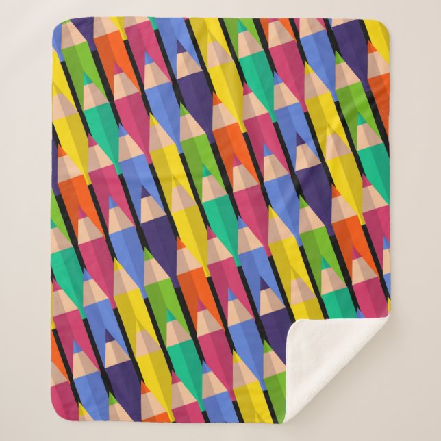 back to school coloured pencils sherpa blanket (Front)