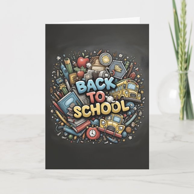 Back To School – Colourful Chalkboard Design Card (Front)