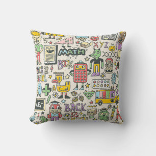 Back to school colourful doodle set 2. Hand drawn  Cushion
