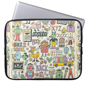 Back to school colourful doodle set 2. Hand drawn Laptop Sleeve