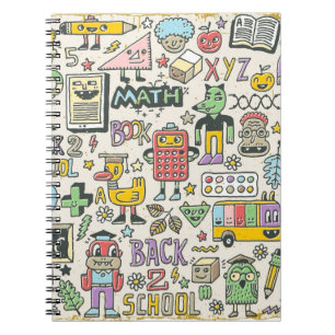 Back to school colourful doodle set 2. Hand drawn Notebook