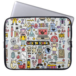 Back to school colourful doodle set. Vintage illus Laptop Sleeve