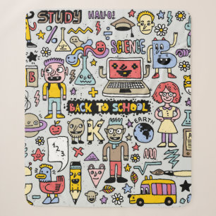 Back to school colourful doodle set. Vintage illus Sherpa Blanket