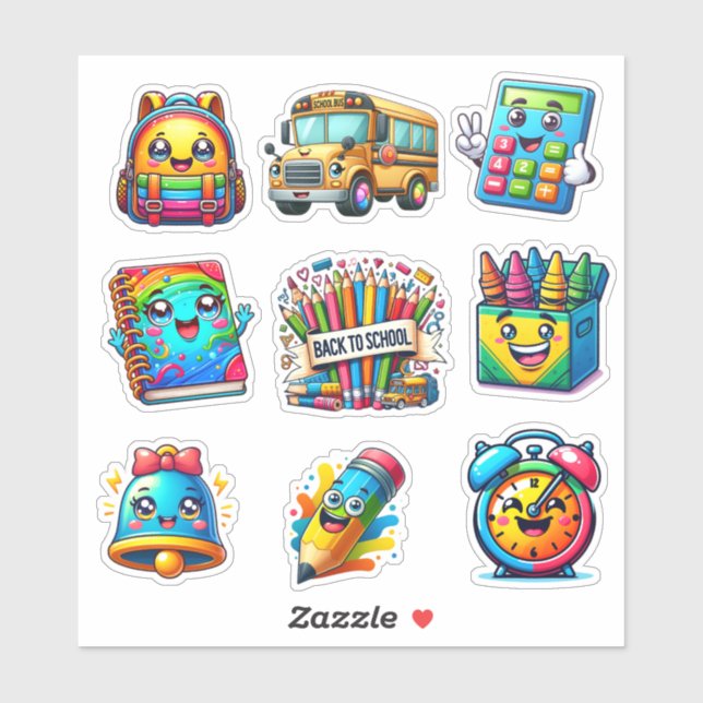 Back to School colourful elements set of 9  (Sheet)
