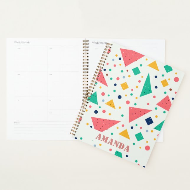 Back to School colourful geometric custom name Planner (Display)