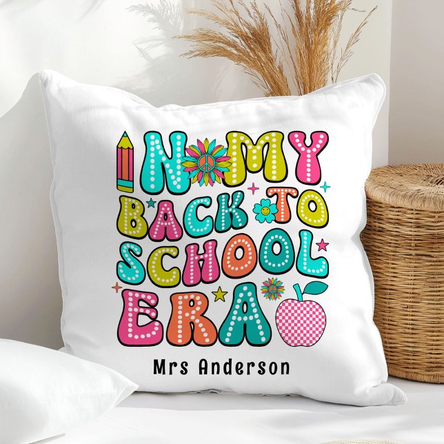 Back to school colourful retro teacher  cushion (Creator Uploaded)