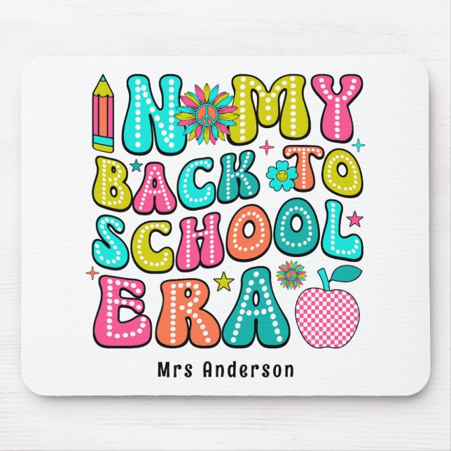 Back to school colourful retro teacher  mouse pad (Front)