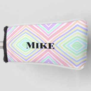 Back to school colourful stripes rainbow add name golf head cover
