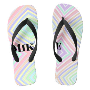 Back to school colourful stripes rainbow add name thongs