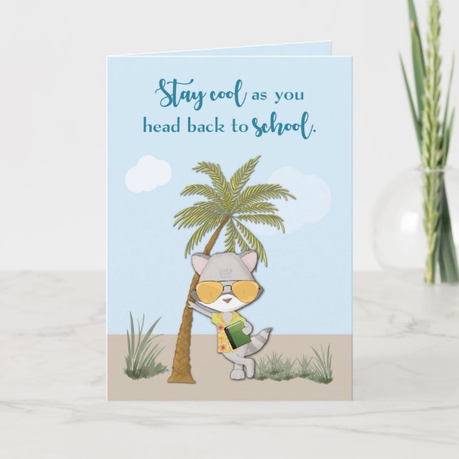 Back to School Cool Funny Racoon in Sunglasses Card (Front)