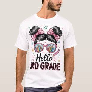 Back To School Coquette Bow Teacher Hello Third Gr T-Shirt