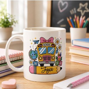 Back to School Coquette Custom Name Coffee Mug