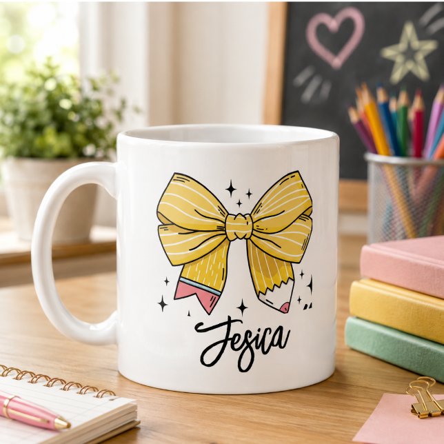 Back to School Coquette Custom Name Coffee Mug (Back to School Coquette Custom Name Coffee Mug)