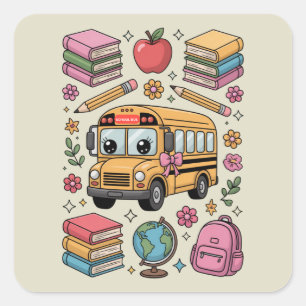 Back to School Coquette Teacher Kindergarten PreK  Square Sticker