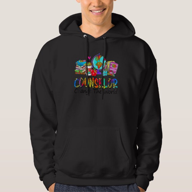 Back To School Counselor Change The World Leopard Hoodie (Front)