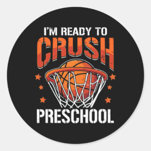 Back To School Crush Preschool Basketball Boys Kid Classic Round Sticker