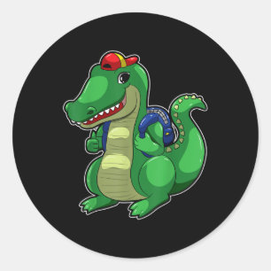 Back To School Cute Crocodile Funny Croc Backpack  Classic Round Sticker
