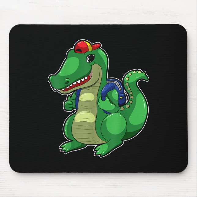 Back To School Cute Crocodile Funny Croc Backpack  Mouse Pad (Front)