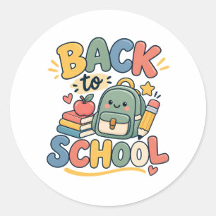 Back to School Cute Kawaii School Supplies Classic Round Sticker