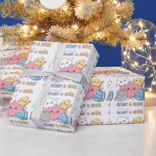 Back To School Cute Kawaii Study and Shine Wrapping Paper