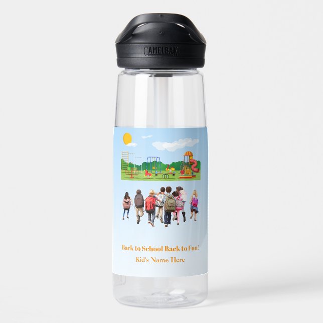 Back to School Cute Kids Student  Water Bottle (Back)