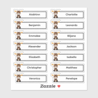 Back to School - Cute Moose Multiple Name Stickers