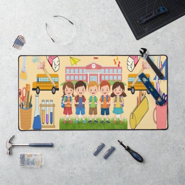Back To School Desk Mat With Classroom Icons (Workstation)