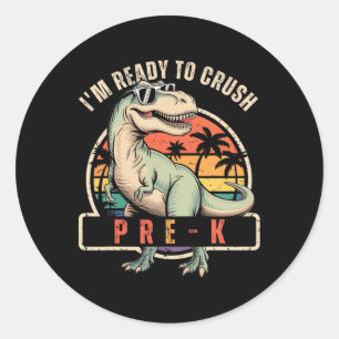 Back To School Dinosaur Boy I'm Ready To Crush Pre Classic Round Sticker