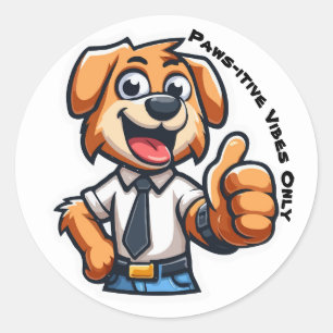 Back to School Dog Cheerful Cartoon Pup  Classic Round Sticker