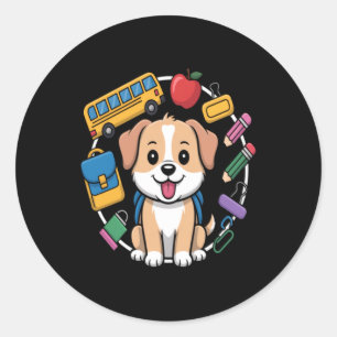 Back To School Dog Lovers Classic Round Sticker