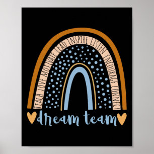 Back To School Dream Team Rainbow Teacher Student Poster