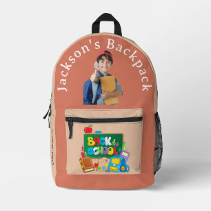Back to School Dusty Peach Printed Backpack