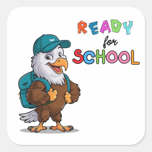 Back to School Eagle Square Sticker (Front)