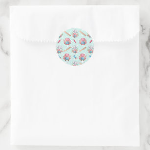 Back to School Elephant Pattern Classic Round Sticker