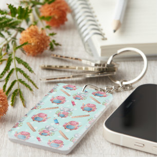 Back to School Elephant Pattern Key Ring