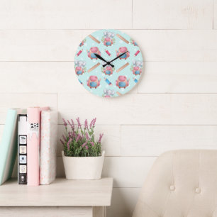 Back to School Elephant Pattern Large Clock