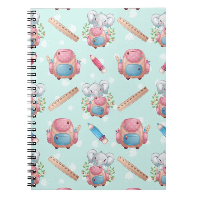 Back to School Elephant Pattern Notebook (Front)