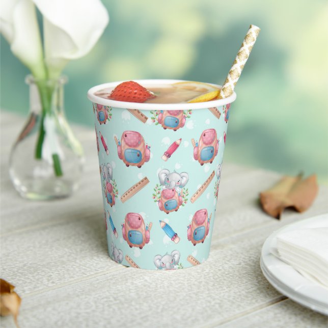Back to School Elephant Pattern Paper Cups (Insitu)