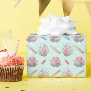 Back to School Elephant Pattern Wrapping Paper