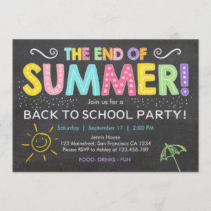 Back to school end of summer Party Invitation