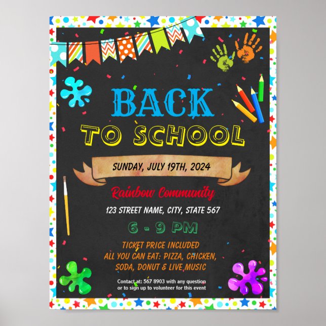 Back to school event template poster (Front)