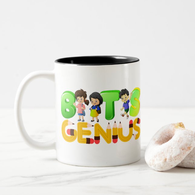 BACK TO SCHOOL EXCITEMENT! Two-Tone COFFEE MUG (With Donut)
