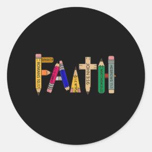 Back-to-school Faith Pencil Bible Verse Christian  Classic Round Sticker