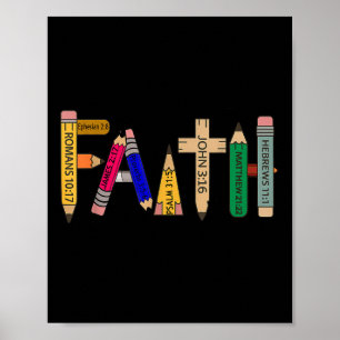 Back-to-school Faith Pencil Bible Verse Christian Poster